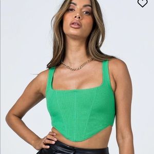 NWT Princess Polly KAESHIA RIB BUSTIER GREEN